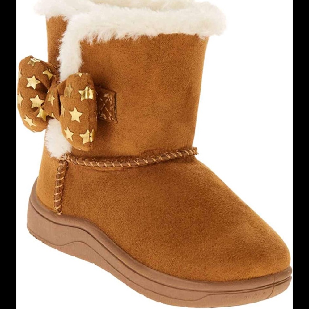 Garanimals Infant Girls Brown Star Bow Shealing Boots Baby Shoes Size 6